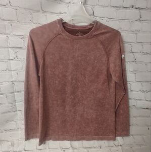 Fabletics Mens Mauve Oxblood Burnout  Performance Medium Training Longsleeve